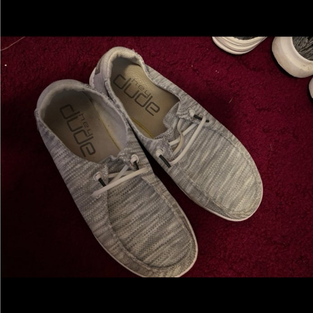 Hey Dude women’sLight Gray Slip-On Loafers